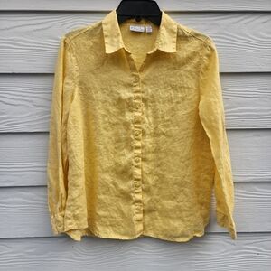 PS LINEN Kim Rogers Bright Yellow  Blouse